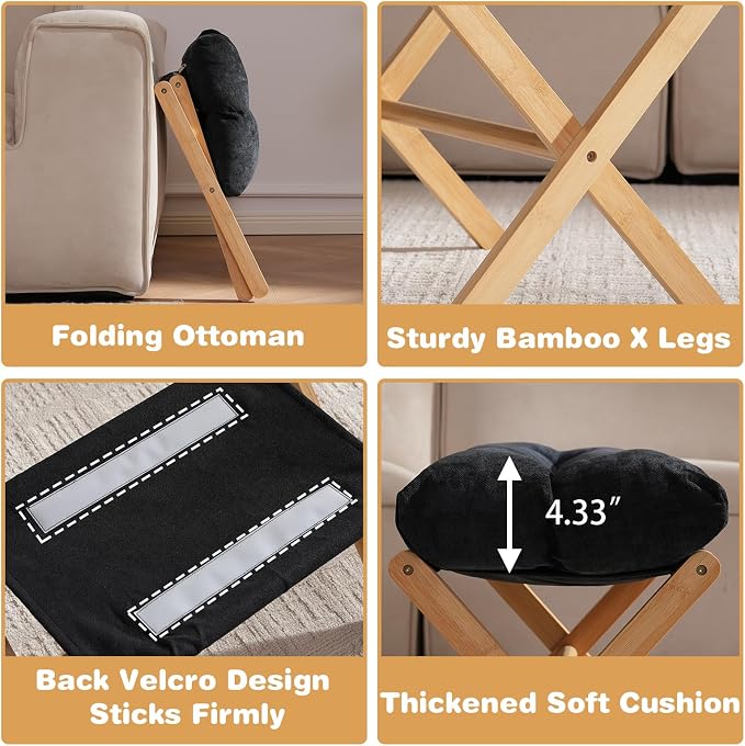 Ottoman Foot Rest- Bamboo Foldable Stool, Foot Stools Small Ottman - Image 8