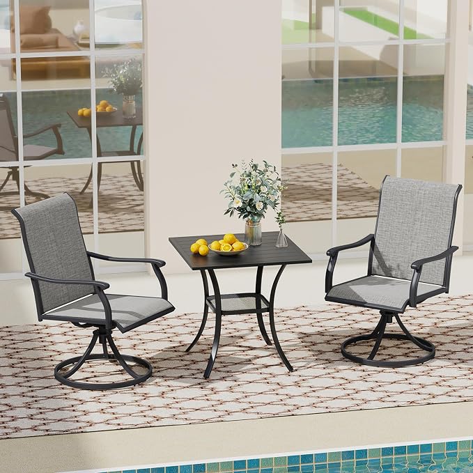 VICLLAX Patio Dining Table, Metal Outdoor Bistro Table 28" Square Table - Image 2