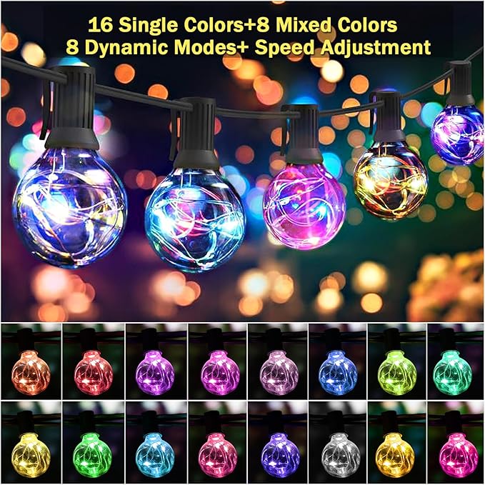 Color Changing Christmas Lights Outdoor String Lights 50ft 50 G40 Bulbs - Image 2