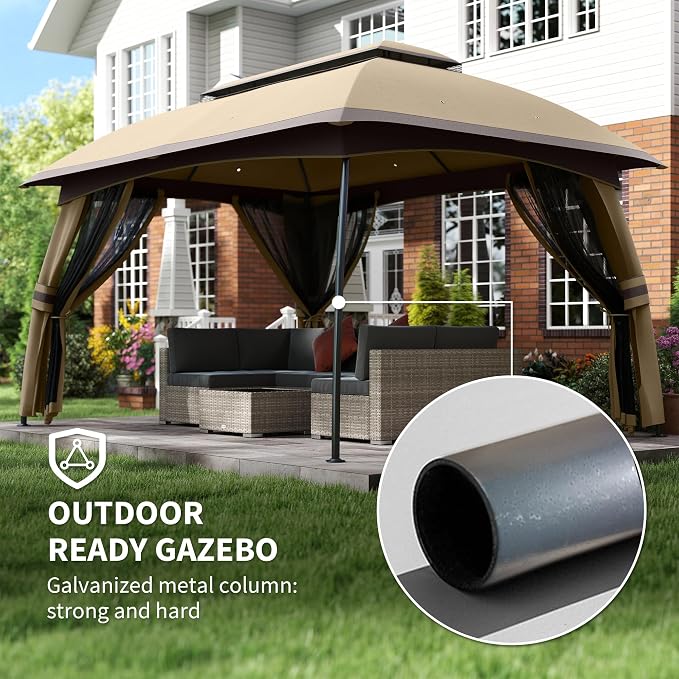 Outsunny 10' x 13' Patio Gazebo, Outdoor Gazebo Canopy Shelter - Image 5