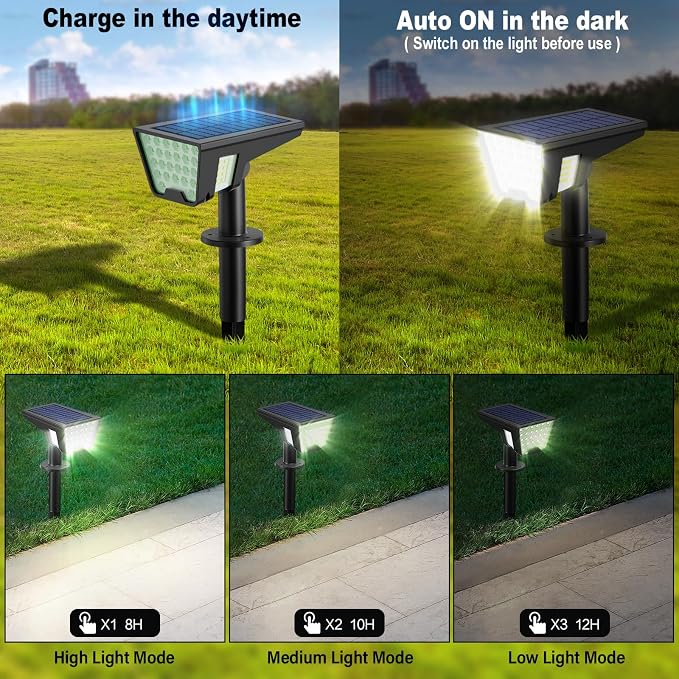Solar Spot Lights Outdoor, 53 LEDs IP65 Waterproof Solar Lights Outdoor - Image 2