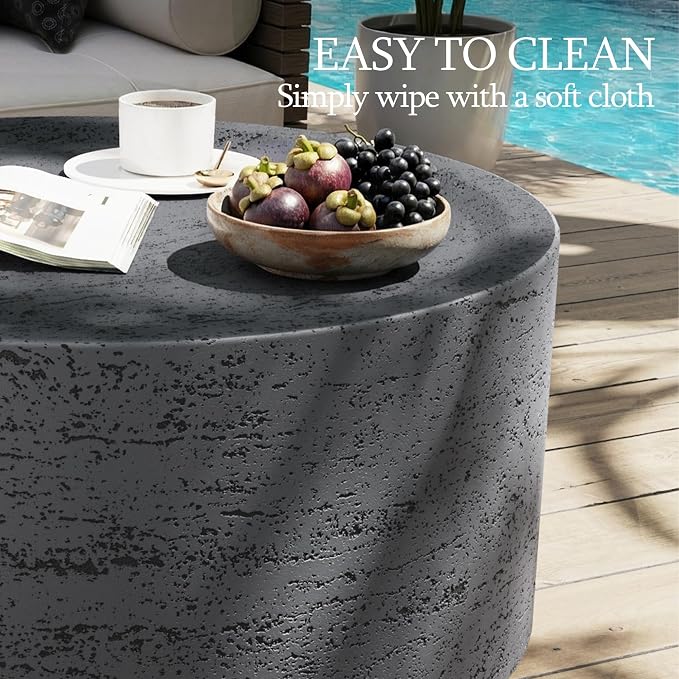 UPHA Outdoor Round Coffee Table, Small Modern Minimalist Accent Tables - Image 3
