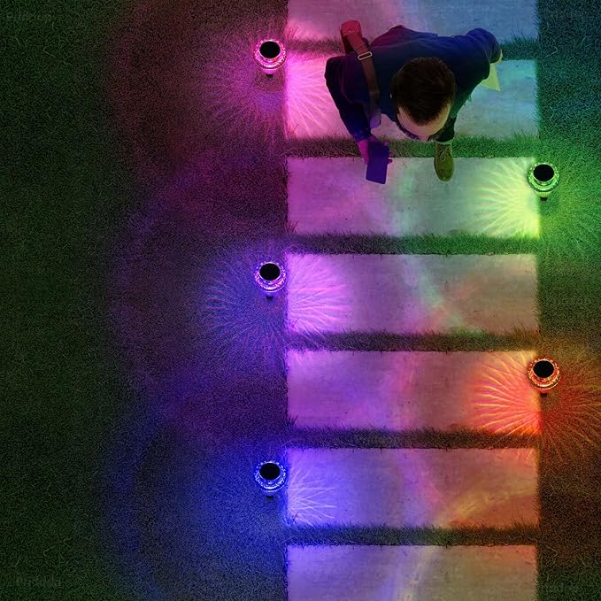 Solar Lights Outdoor Pathway Waterproof 16 Pack Color Changing LED Acrylic - Image 5