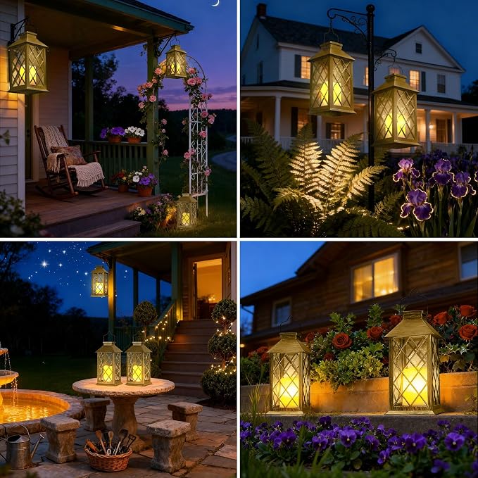 Otdair Solar Lanterns Outdoor Waterproof, 2 Pack 14" Solar Lantern - Image 7