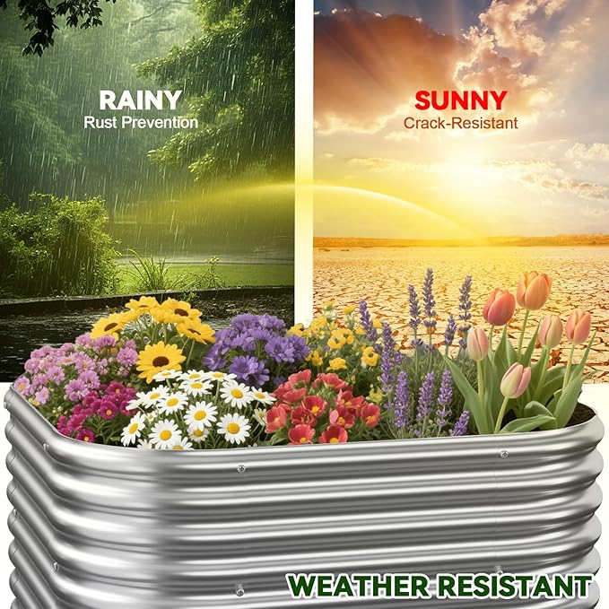 4 Pack 3x3FT Corrugated Galvanized Steel Raised Garden Bed Outdoor, Metal Above - Image 6