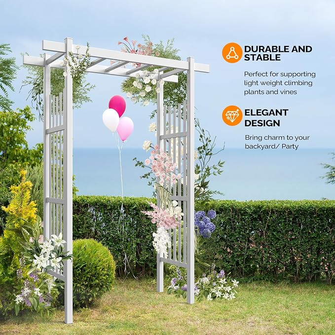 VINGLI Garden Arbor, Vinyl Wedding Arch - Image 4