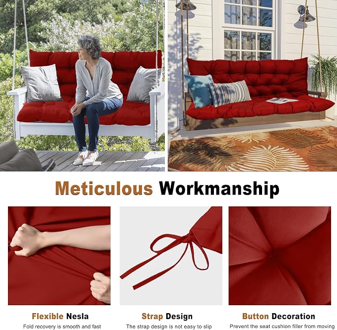 2-3 Seat Swing Replacement Cushion, Outdoor Bench Cushions - Image 4
