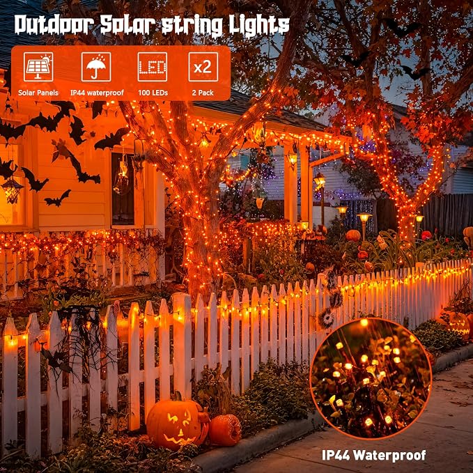 JMEXSUSS 2 Pack Solar String Lights Outdoor Waterproof, Total 66 FT 200 LED - Image 5