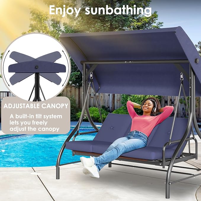 TLSUNNY 3-Seat Outdoor Patio Porch Swing - Image 5