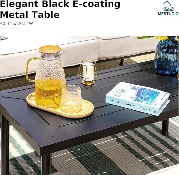 MFSTUDIO 5 Seats Large Metal Patio Conversation Sets, 4 Pieces Outdoor Patio - Image 6