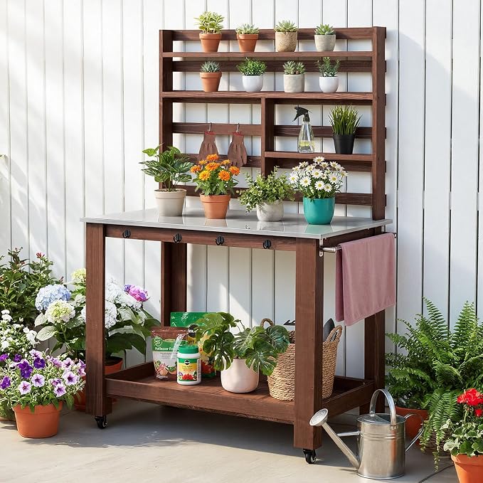 VEVOR Potting Bench Table, Outdoor Gardening Workstation - Image 8