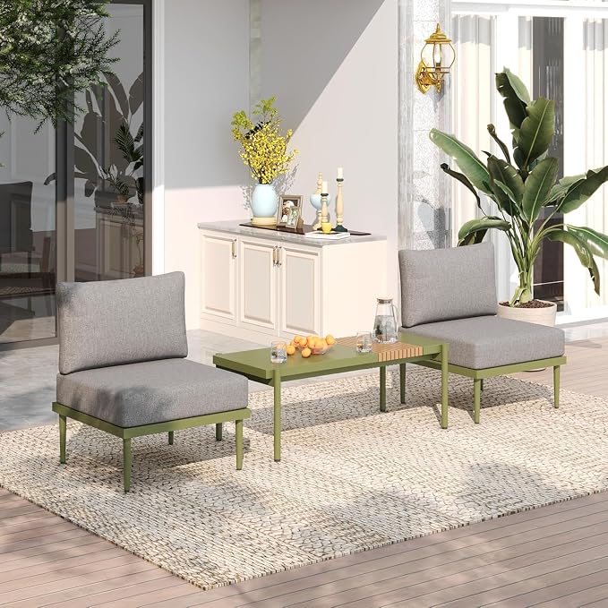 Sundale Outdoor 2 Pieces Patio Sofa Set, Metal Outdoor Sectional Loveseat - Image 7