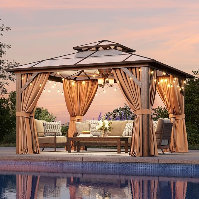 Aoxun 12'x12' Hardtop Gazebo, Outdoor Metal Gazebo by Aoxun