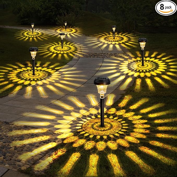 ROOR Ultra Bright Solar Lights 8 Pack, Outdoor Solar Yard Pathway Lights by ROOR