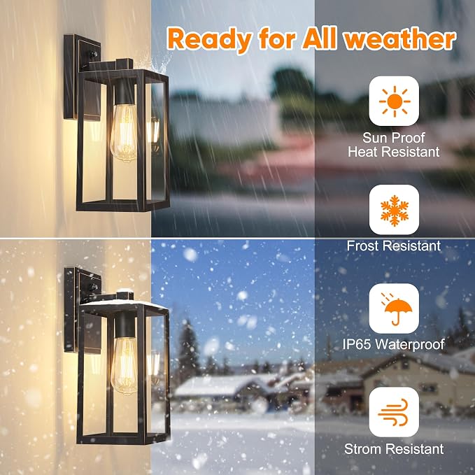 PARTPHONER Black Exterior Light Fixtures Wall Mount - Image 3