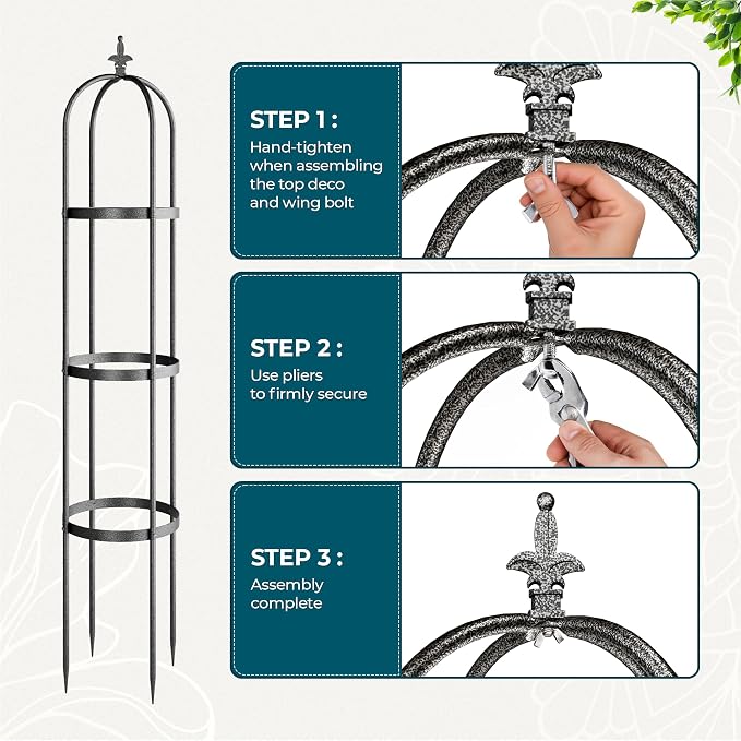 Idzo Trellis for Climbing Plants Outdoor, Garden Trellis Steel, Obelisk Design - Image 6