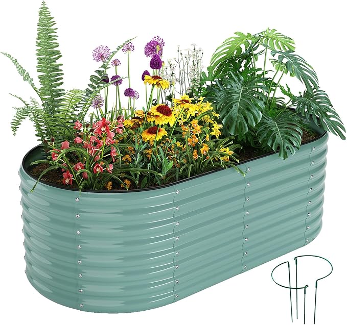 Galvanized Metal Planter Raised Garden Bed Kit by ZFHgarden