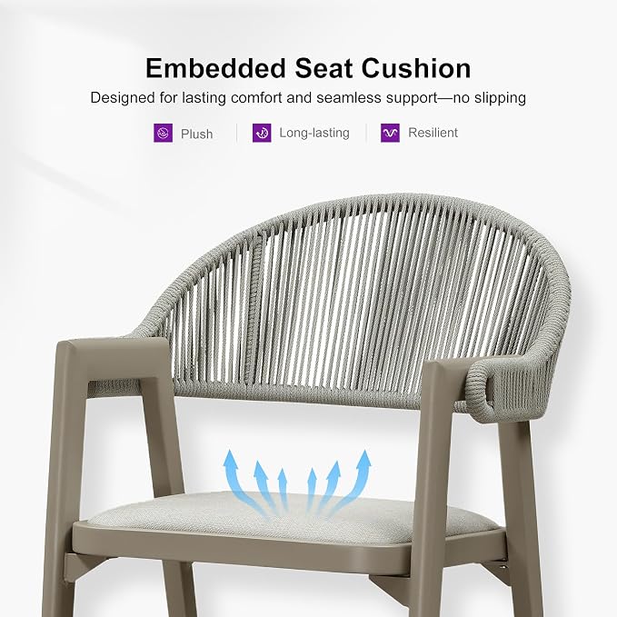 PURPLE LEAF Outdoor Bar Height Bar Stool Set of 2 Rattan Bar Chair - Image 5
