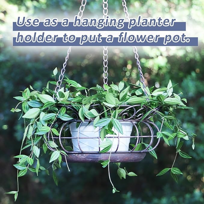 Metal Hanging Planters, Plant Hanger Basket Decorative Plant Pot Holder - Image 5