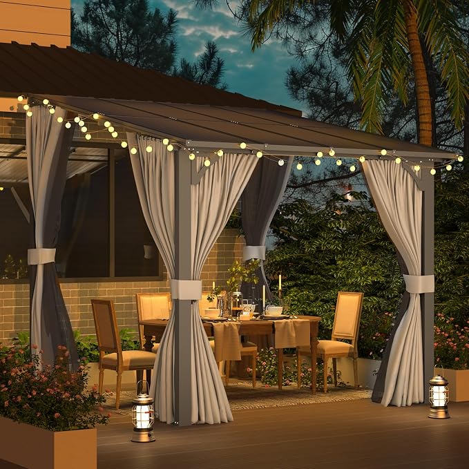 AECOJOY 8' X 8' Gazebo for Patio, Small Wall-Mounted Lean to Pergola 8x8 Gazebo - Image 2