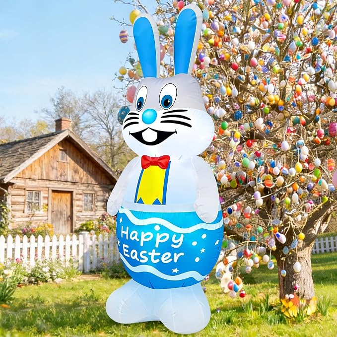 MICOCAH 5FT Tall Easter Inflatable Bunny Outdoor Decoration, Standing Cute Blow - Image 6