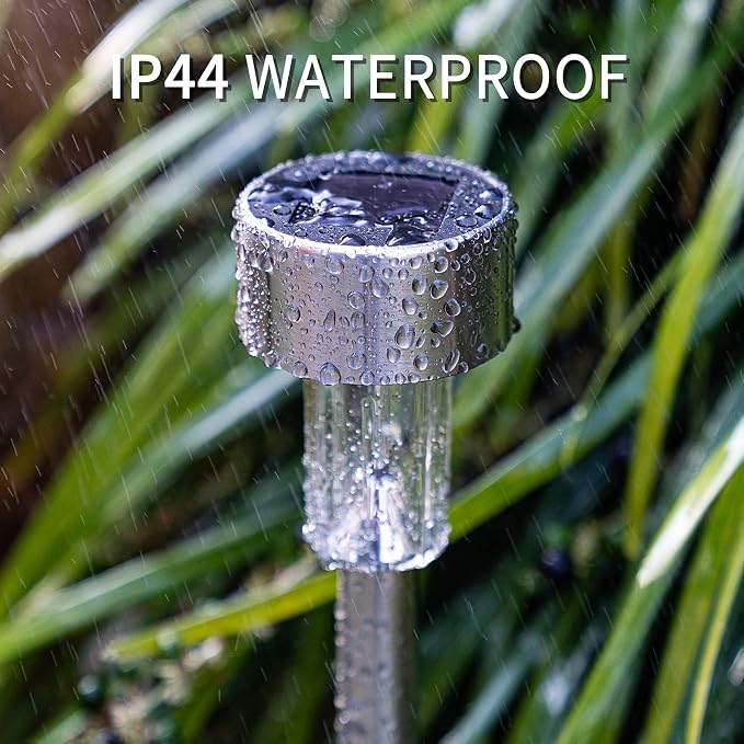 GIGALUMI Solar Pathway Lights, Stainless Steel IP44 Waterproof Auto On/Off - Image 6