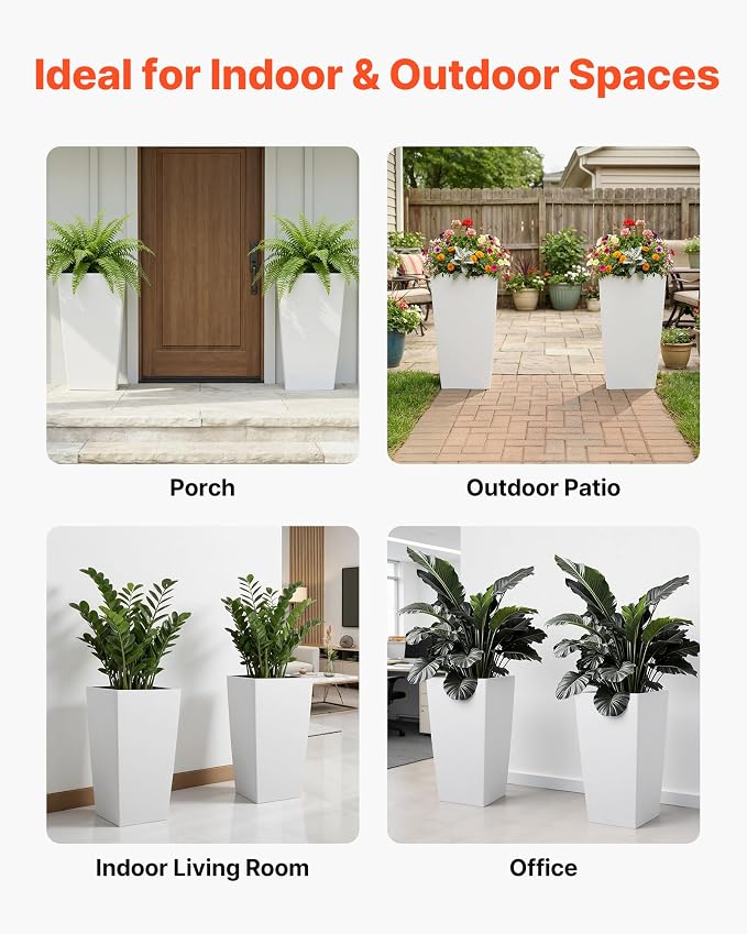 VEVOR 30 inch Tall Planters for Outdoor Plants Set of 2, Modern Large Planters - Image 6