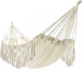 Double Boho Macrame Hammock Cotton Canvas Portable Replacement Hammock 440lbs by Mavolus
