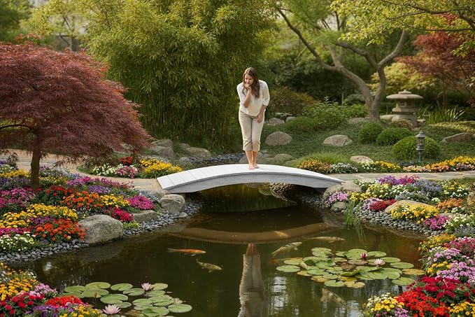 6 FT White Amish Made Pinewood Heavy Duty Garden Bridge - Image 4