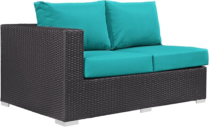 Modway Convene Wicker Rattan Outdoor Patio Left Arm Loveseat in Espresso - Image 2