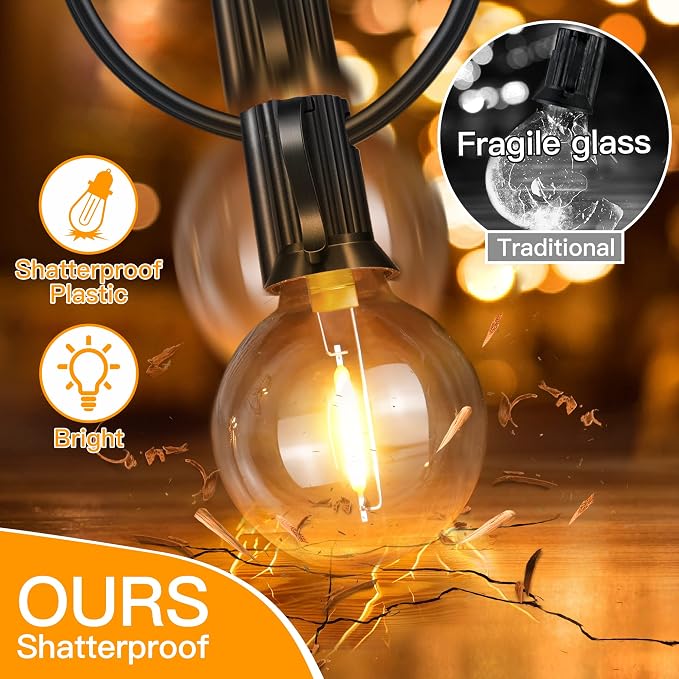 Ollny 150FT Outdoor String Lights, Waterproof Connectable Shatterproof Outside - Image 2