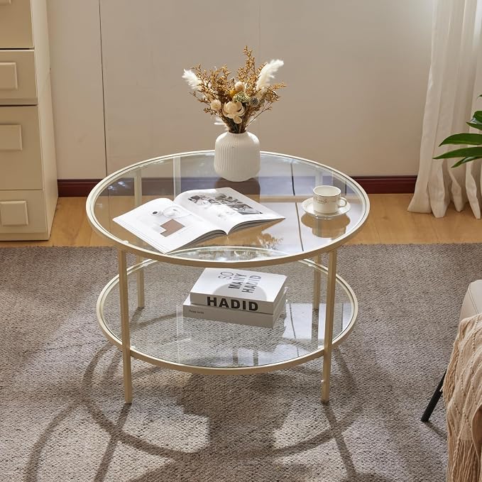 VINGLI Glass Coffee Table, Transparent Glass Coffee Tables - Image 4