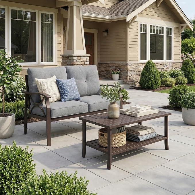 RoyalCraft 2-Pieces Outdoor Patio Furniture Set, Outdoor Metal Sectional by Bringyoubetterlife