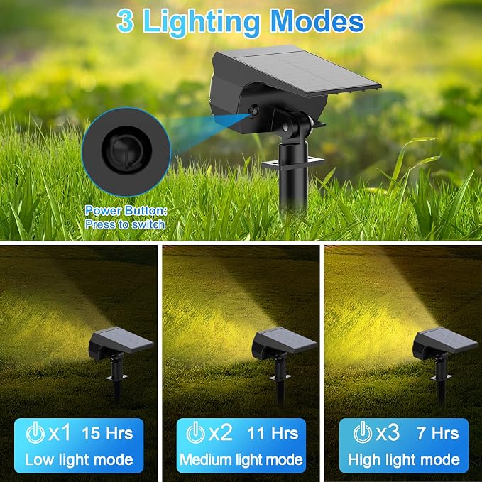 Solar Spot Lights Outdoor, Solar Lights Outdoor IP65 Waterproof, 3 Modes Solar - Image 3