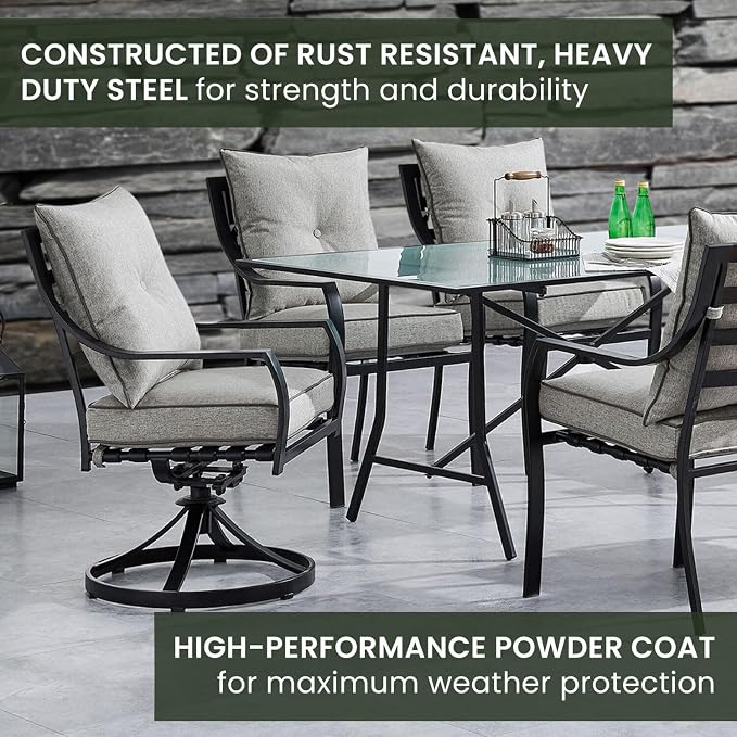 Hanover Lavallette 7-Piece Patio Dining Set, Modern Outdoor Dining Set - Image 6