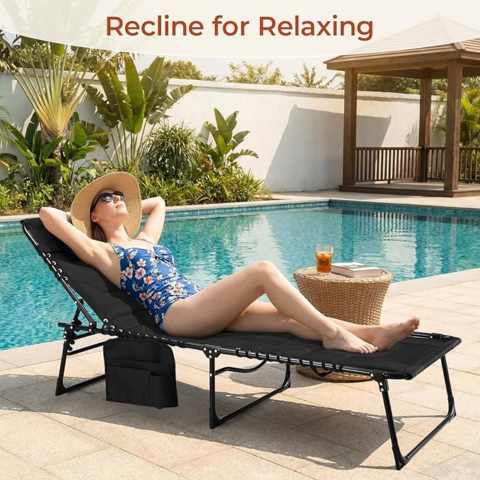 TLSUNNY Padded Folding Lounge Chair, Portable Reclining Chair - Image 2