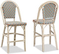 PURPLE LEAF French Counter Height Bar Stool Set of 2 25" White Print Finish by PURPLELEAF