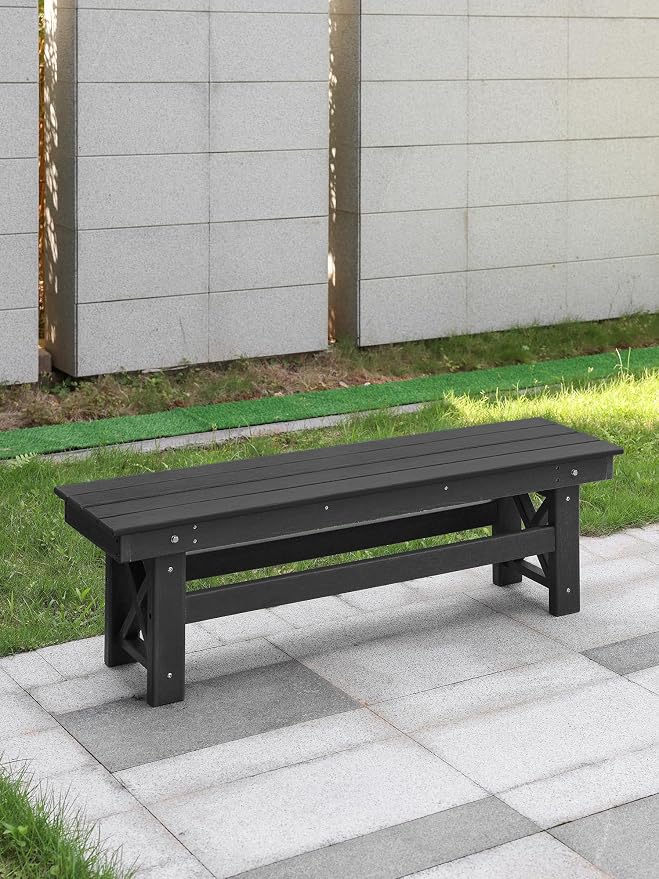 HDPE Outdoor Bench, Poly Lumber Adirondack Benches, Fade-Resistant HDPE Garden - Image 8