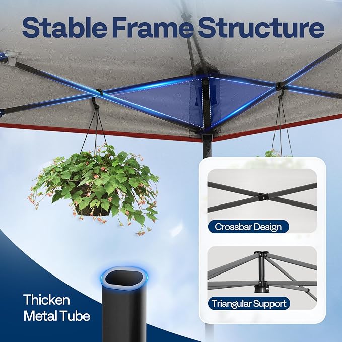 VIVOHOME 10x10ft Pop Up Canopy Tent One Push Setup Outdoor Portable Shelter - Image 3