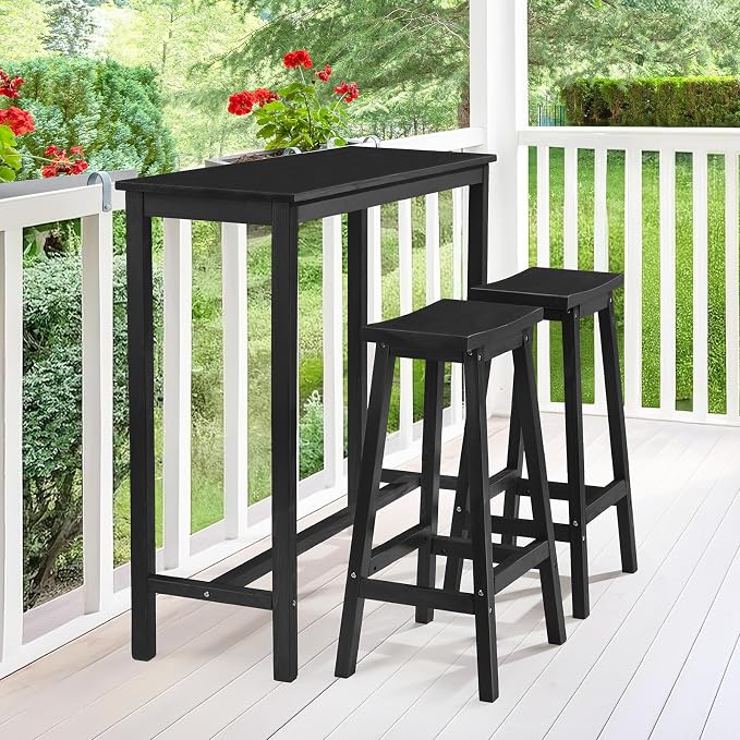 VINGLI Outdoor Bar Stools Set of 2, Solid Cedar Wood Barstools - Image 7
