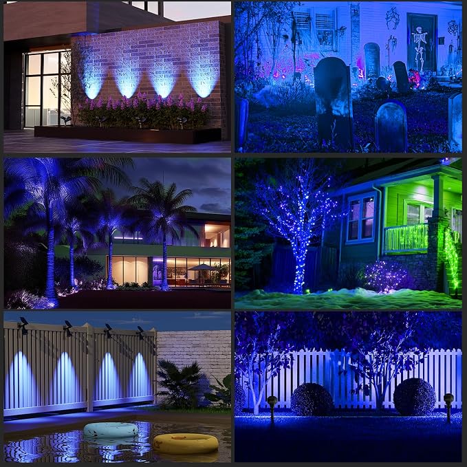 T-SUN Blue Solar Spotlights, Solar Lights Outdoor Waterproof, Auto ON/Off - Image 2