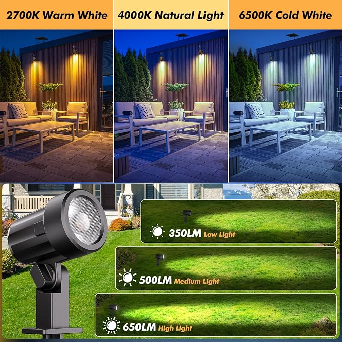 MEIKEE 6 in 1 Solar Spotlights Outdoor, 6W/6V Solar Powered Landscape Lights - Image 2