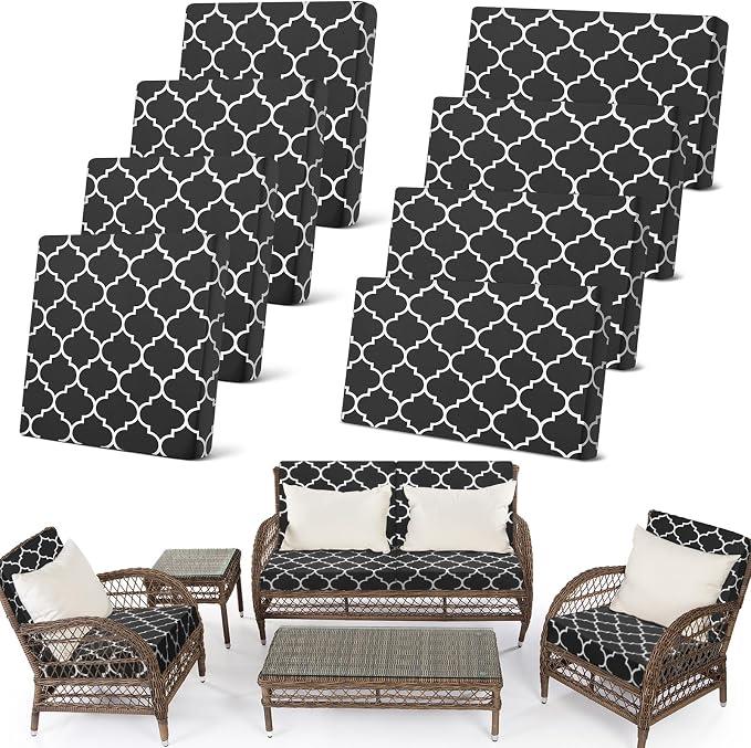 Newwiee 8 Pcs Stretch Patio Outdoor Cushion Covers Waterproof Replacement Sofa by Newwiee