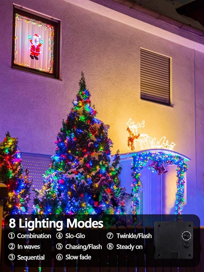 2 Pack 200 LED Solar Christmas Lights Outdoor, Solar String Lights - Image 3