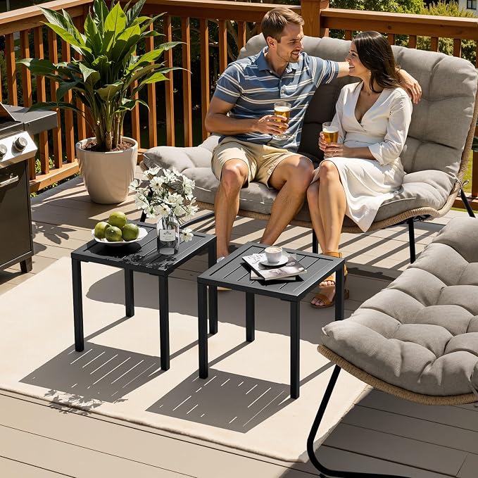 Crestlive Products Aluminum Outdoor Side Table Set of 2, Pool Lounge Chair Side - Image 8