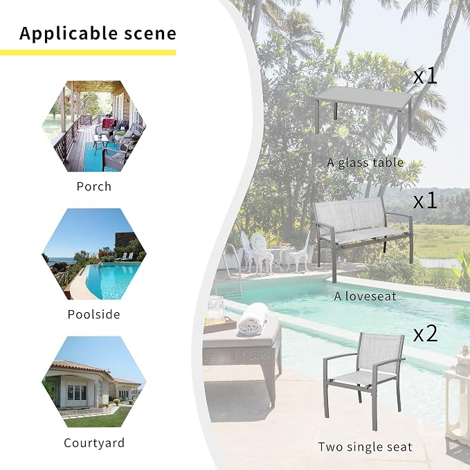 Shintenchi 4 Pieces Patio Furniture Set All Weather Textile Fabric Outdoor - Image 5