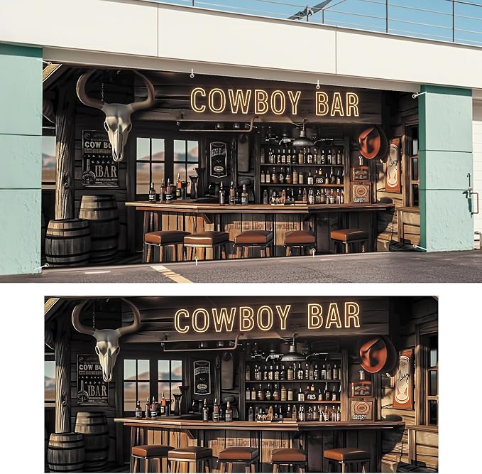 ANNA QUEEN Cowboy Bar Garage Door Banner 6x13FT, Western Saloon Bar Garage Door - Image 6