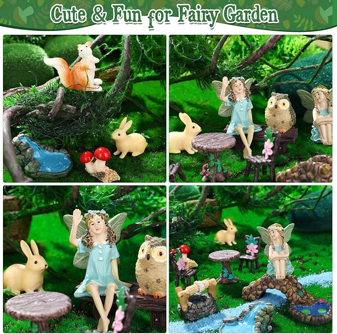 Roowest 19 Pcs Miniatures Garden Fairies Kit Garden Accessories Miniatures - Image 9
