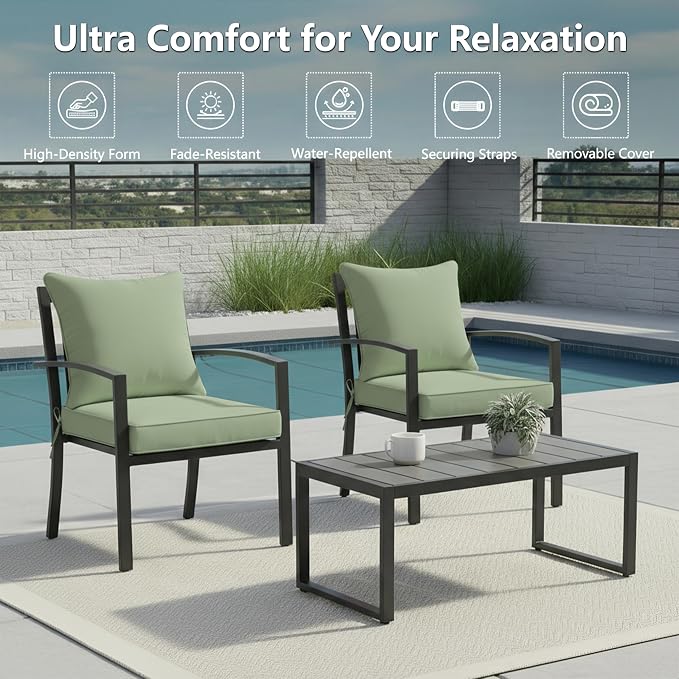 24x24 Inch Outdoor Chair Cushions Set of 2, Patio Furniture Cushions - Image 2