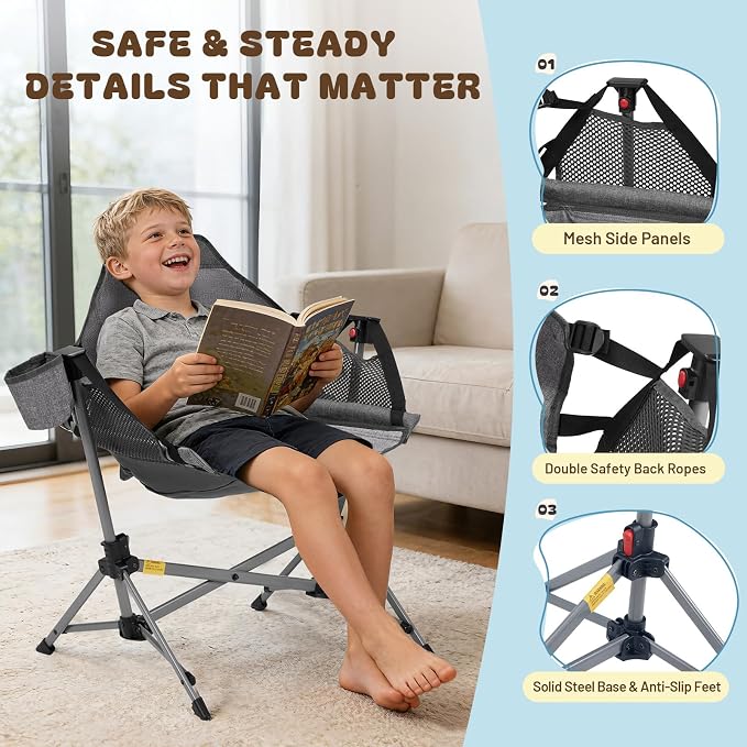 BusyBee Hammock Camping Chairs for Kids, Folding Kids Chair - Image 8